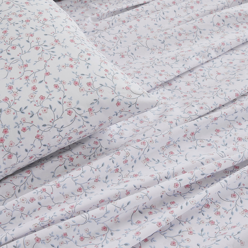 Laura Ashley Blencow Sprig Duck Egg Bed Sheet Set for King - Sized Bed