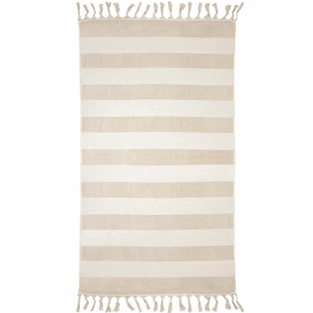 Lightweight and Compact Marbella Buff Striped Beach Towel