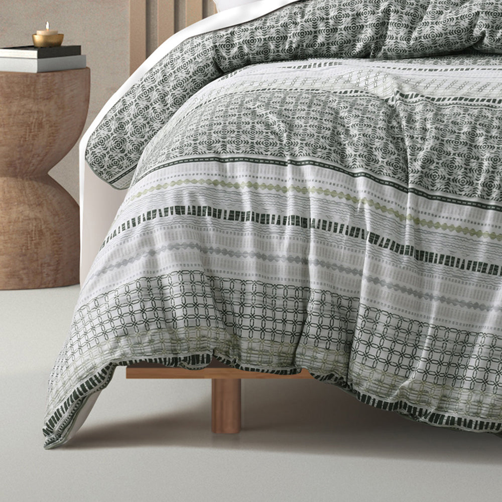 Bianca Drake Double Bed Quilt Cover Set in Trendy Green