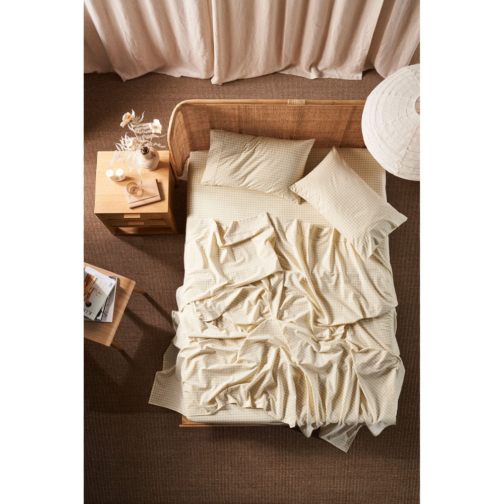 Double Bed Springsteen Stone Cotton Sheet Set by Linen House