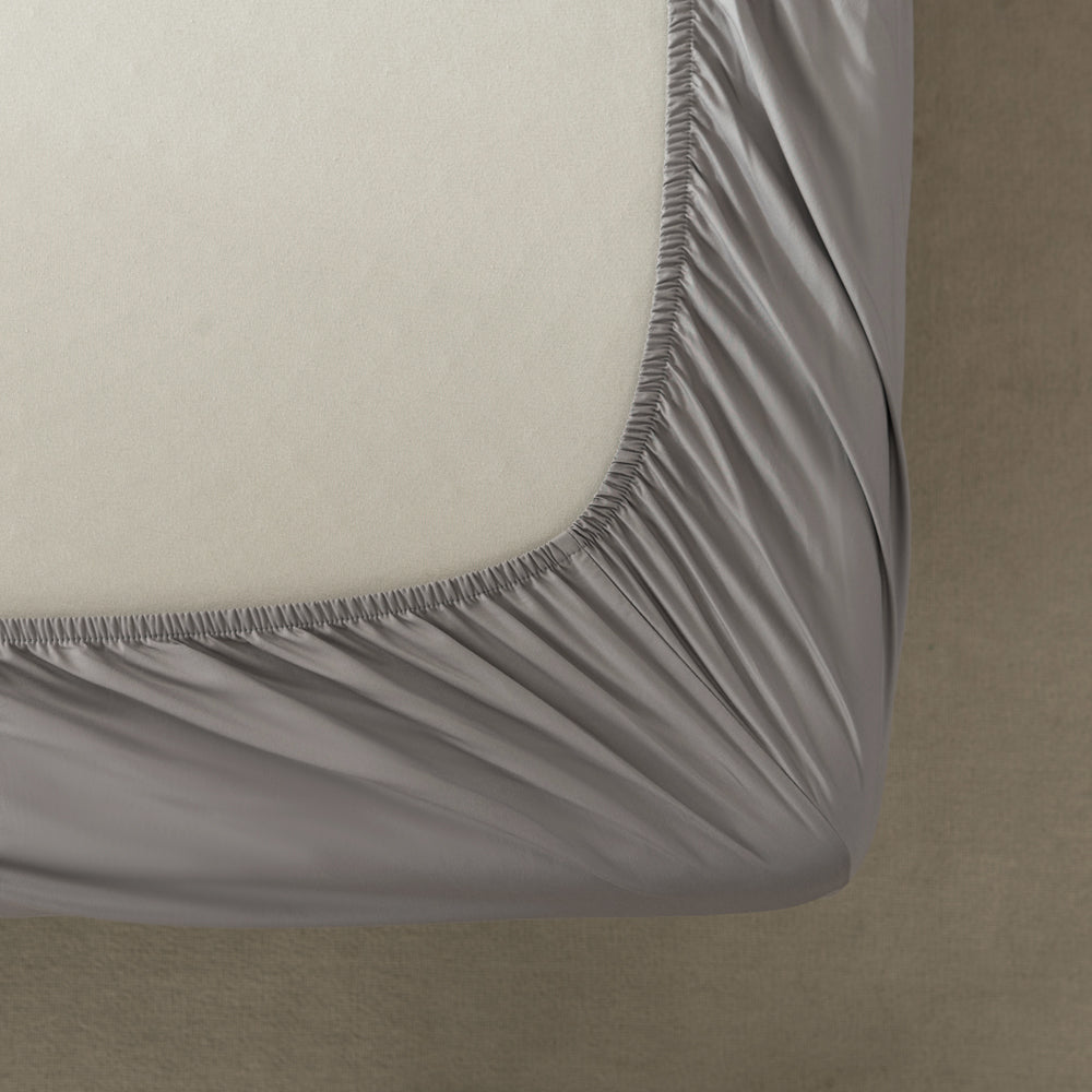 400TC Pewter Casey Cotton Sheet Set for Split Queen Bed 50cm