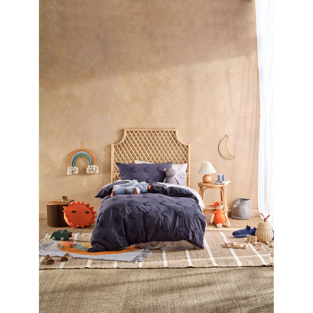 Navy Queen Bed Moon Gaze Quilt Cover Set for Kids