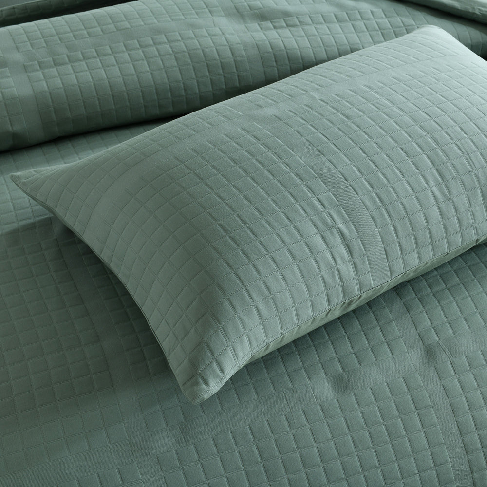 Double Bed Jasper Green Contemporary Quilt Cover Set