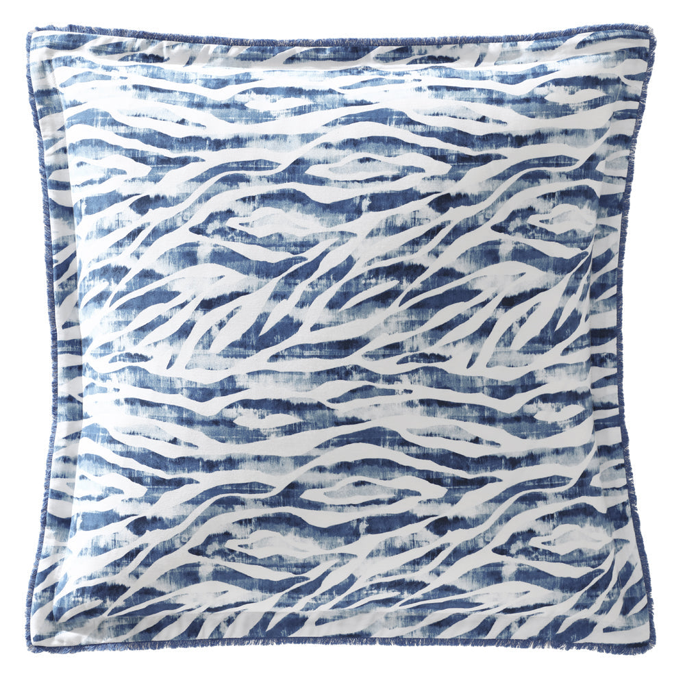 European-style Atherton Blue Pillowcase with Abstract Animal Print