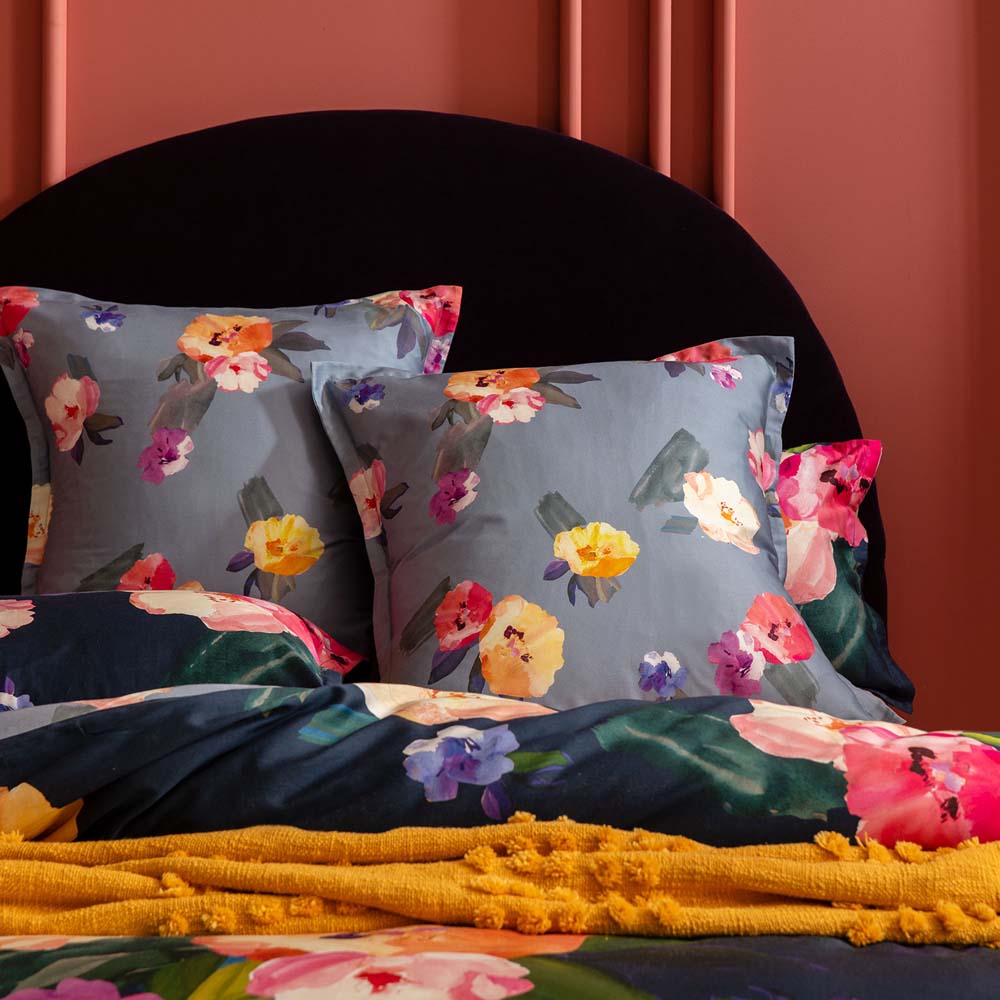 KAS Kelisa Multi - Shimmery Navy Double Bed Quilt Cover Set
