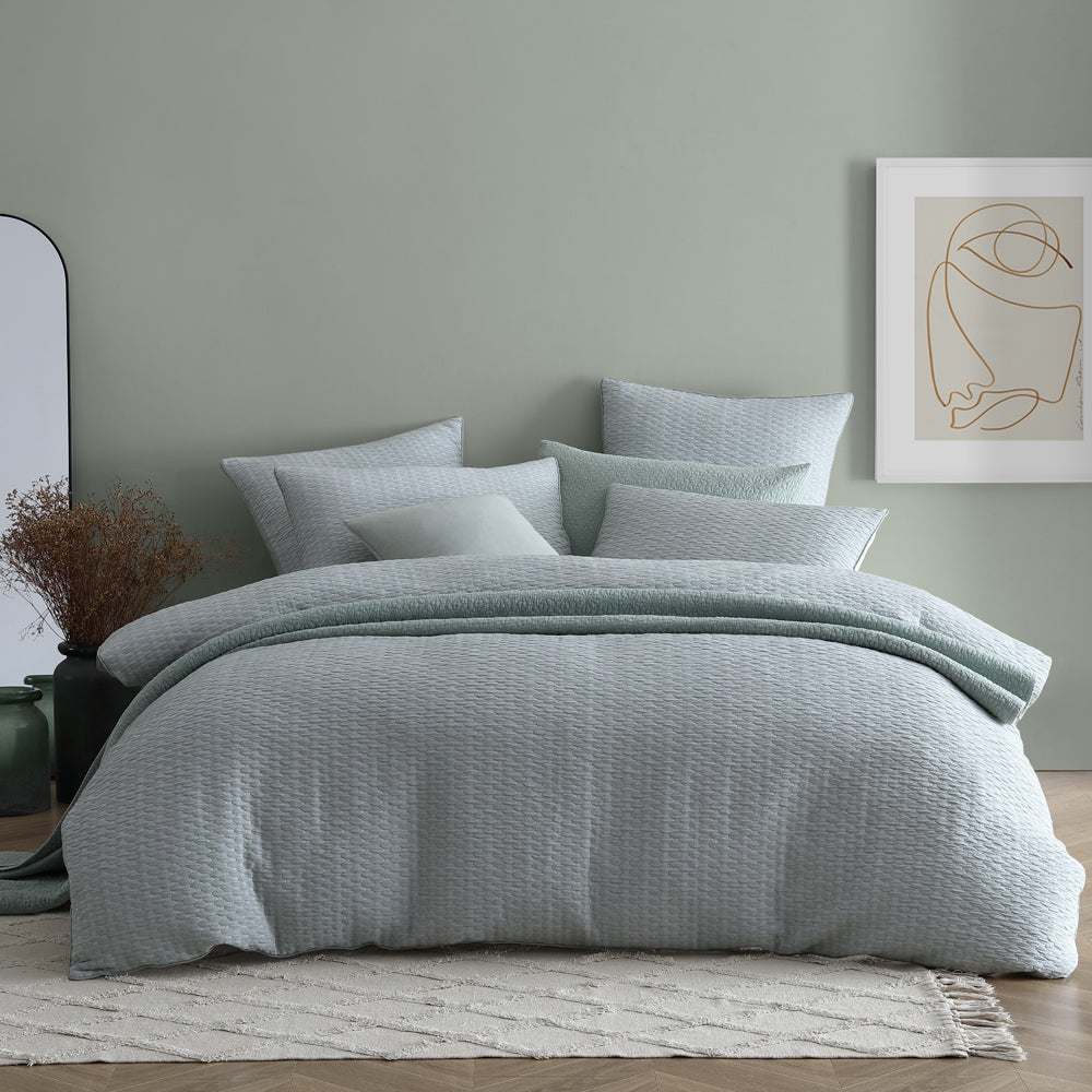 Frankie Sage Super King Quilt Cover Set with Natural Texture