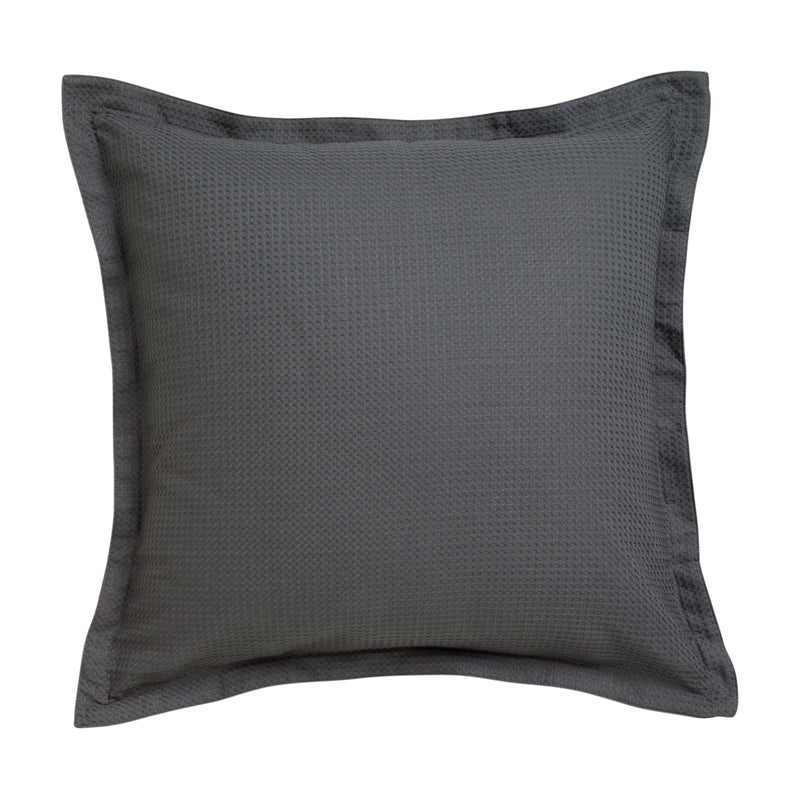 Stylish Dark Granite European Pillowcase with Classic Waffle Weave by Platinum Logan and Mason