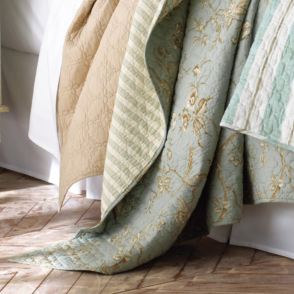 Teal Lyon Coverlet Set for Queen - Sized Bed with Quilted Design