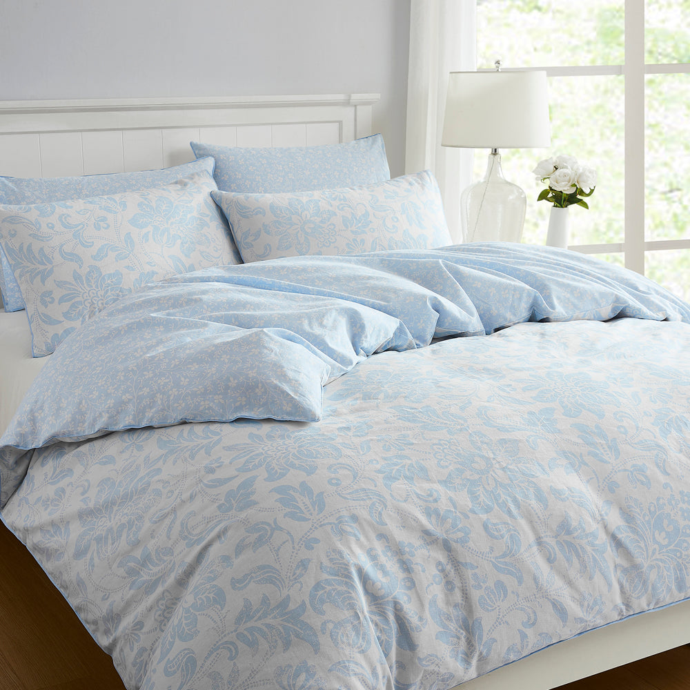Laura Ashley Percy Sky Blue Luxury Quilt Cover Set for King Size Bed