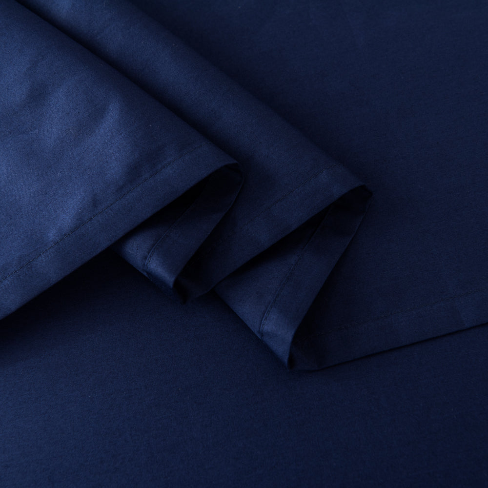 Navy 400TC Casey Cotton Flat Sheet for Long Single Bed