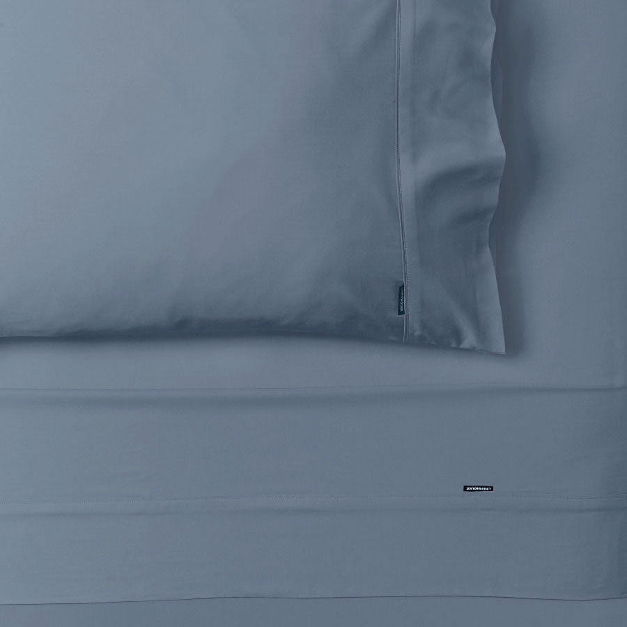 Queen Size 400TC Nara Bluestone Soft Bamboo Cotton Sheet Set with 50cm Wall
