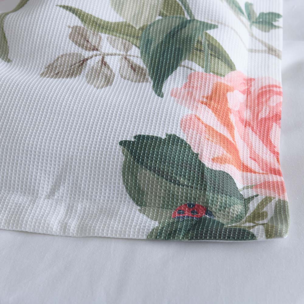 King Size English Rose Patterned White Quilt Cover Set for Bed
