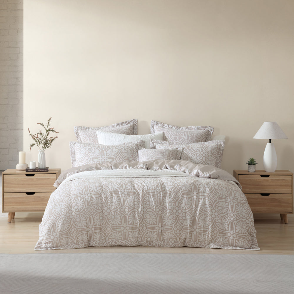 Super King Dakota Stone Quilt Cover Set with Boho-inspired Design