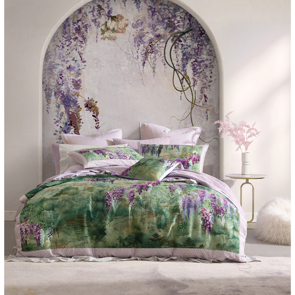 Logan and Mason Miko Super King-sized Japanese-inspired Wisteria Quilt Cover Set