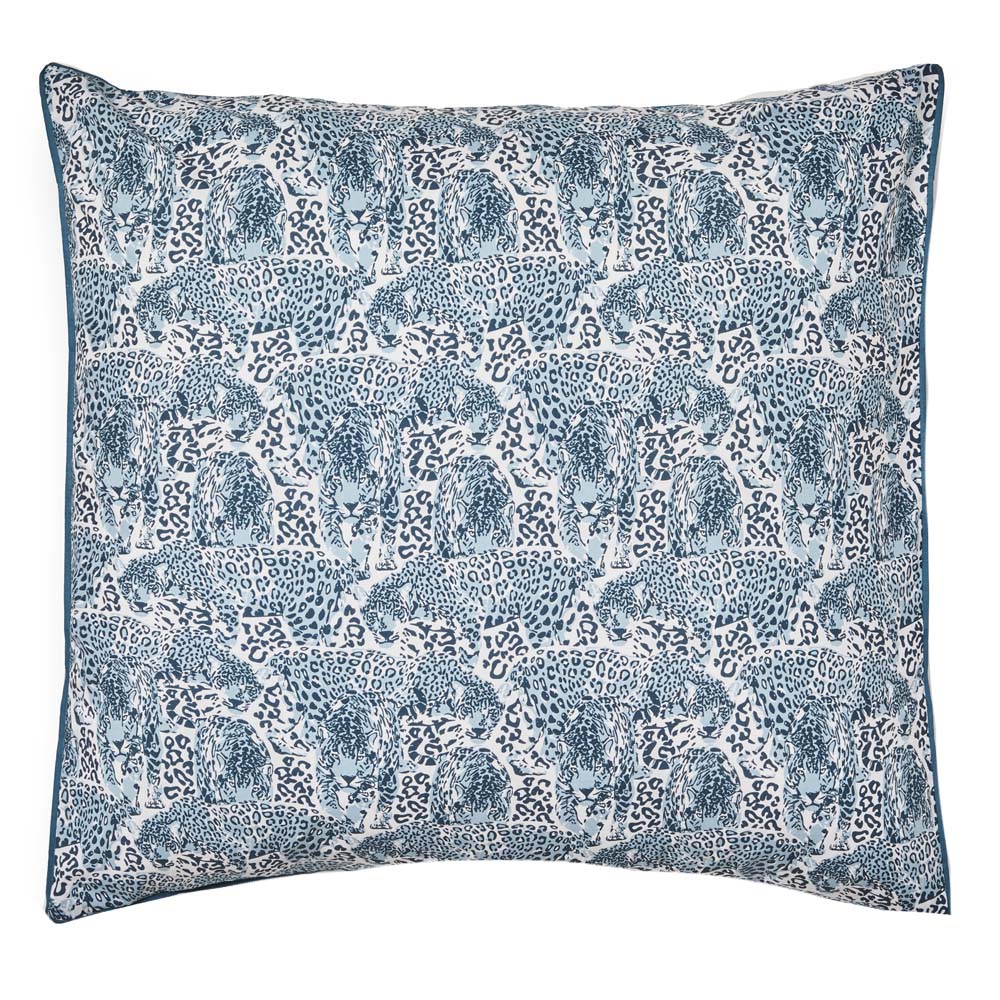 Stylish Mauritius Teal European-sized Pillowcase with Camouflaged Leopard Print