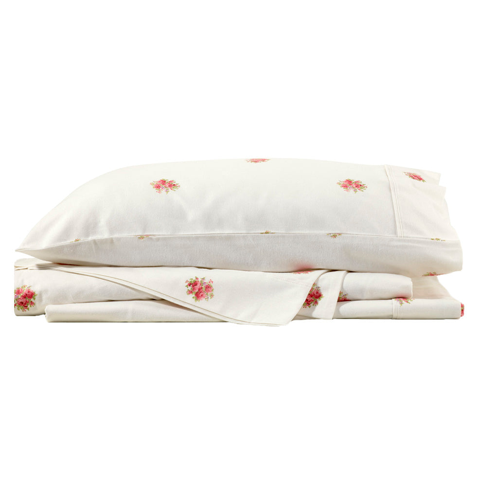 Single 50cm Bed French Bouquet Flannelette Soft Sheet Set