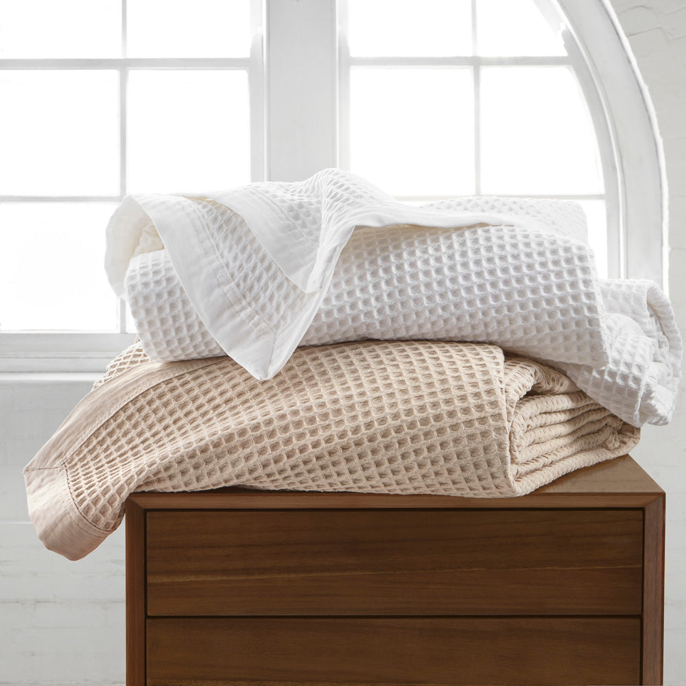 Luxurious Linen Cotton Waffle Blanket for King Single or Double Bed