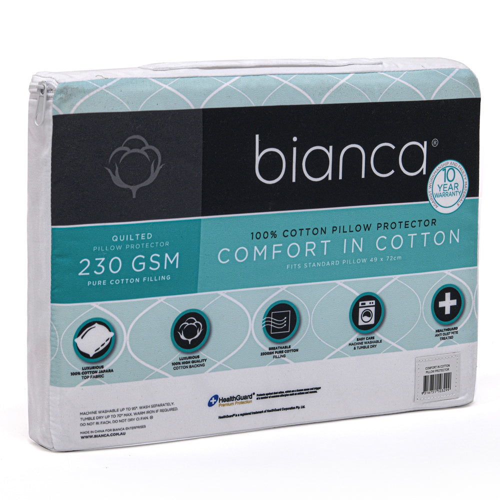 Ultra - Comfortable Quilted Standard Pillow Protector Made of Durable Cotton