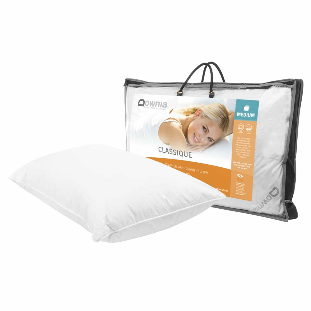 Classique 50 Collection Medium Profile Down and Feather Luxury Pillow for Head and Neck Support