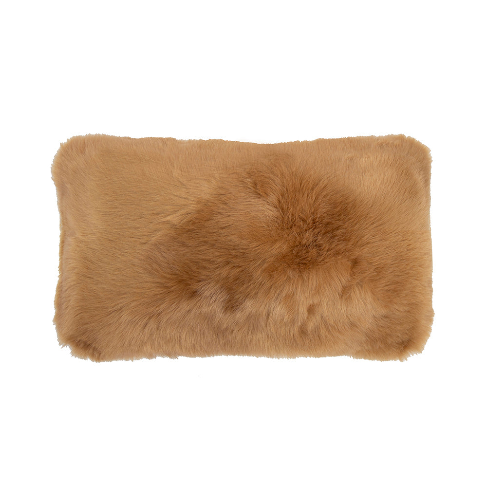 Bambury Long-Stuffed Butterscotch Artificial Fur Decorative Cushion for Bed and Couch