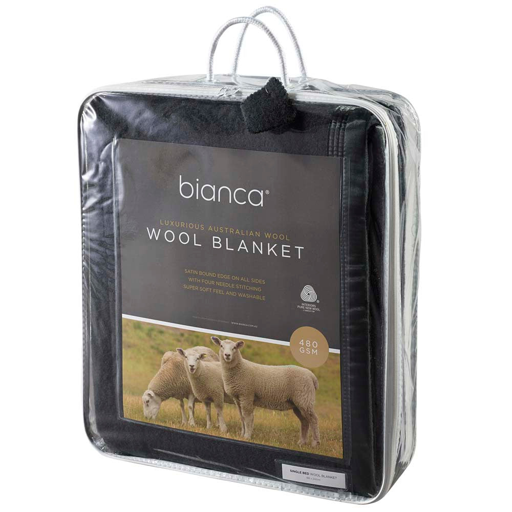 100% Australian Charcoal Wool Blanket for Double Bed - Luxurious & Soft