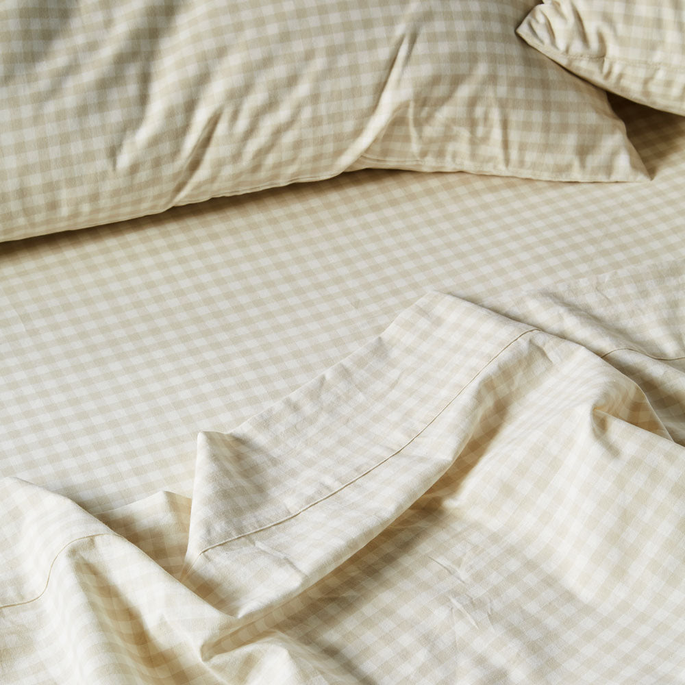 Double Bed Springsteen Stone Cotton Sheet Set by Linen House