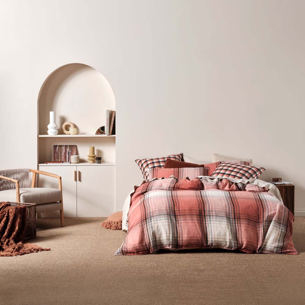 King - Sized Carricklea Brandy - Hued Cotton Twill Quilt Cover Set