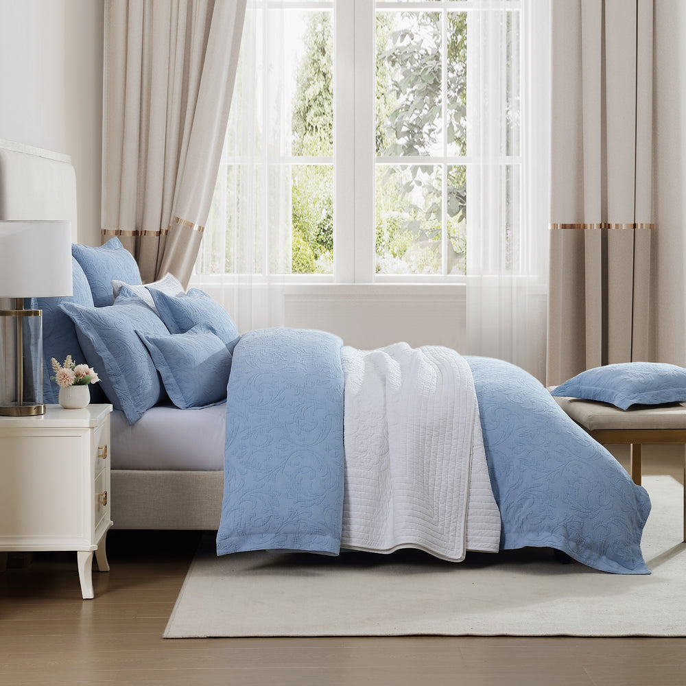 Marbella Blue Luxury Quilt Cover Set for Queen Size Bed - Private Collection
