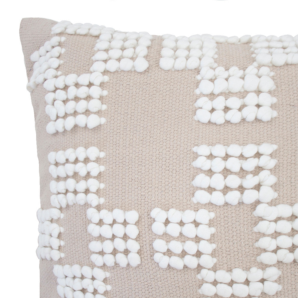 Large Textured Bambury Hastings Latte Square Filled Decorative Cushion