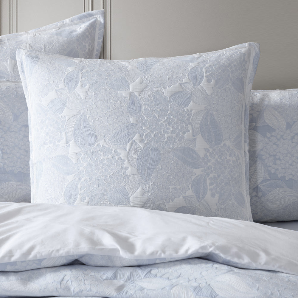 Exquisite Hydrangea Chambray Filled Square Cushion for Bedroom Decor