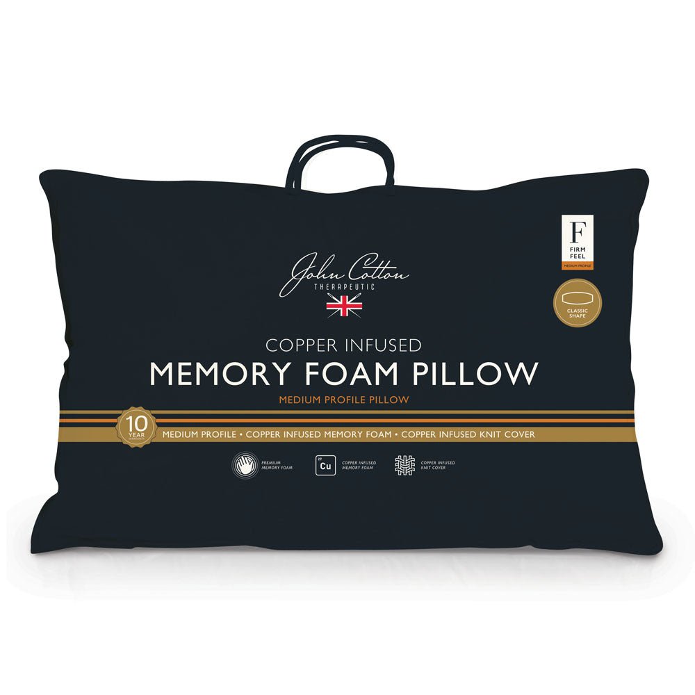 John Cotton's Copper-Infused Medium-Profile Memory Foam Sleeping Pillow