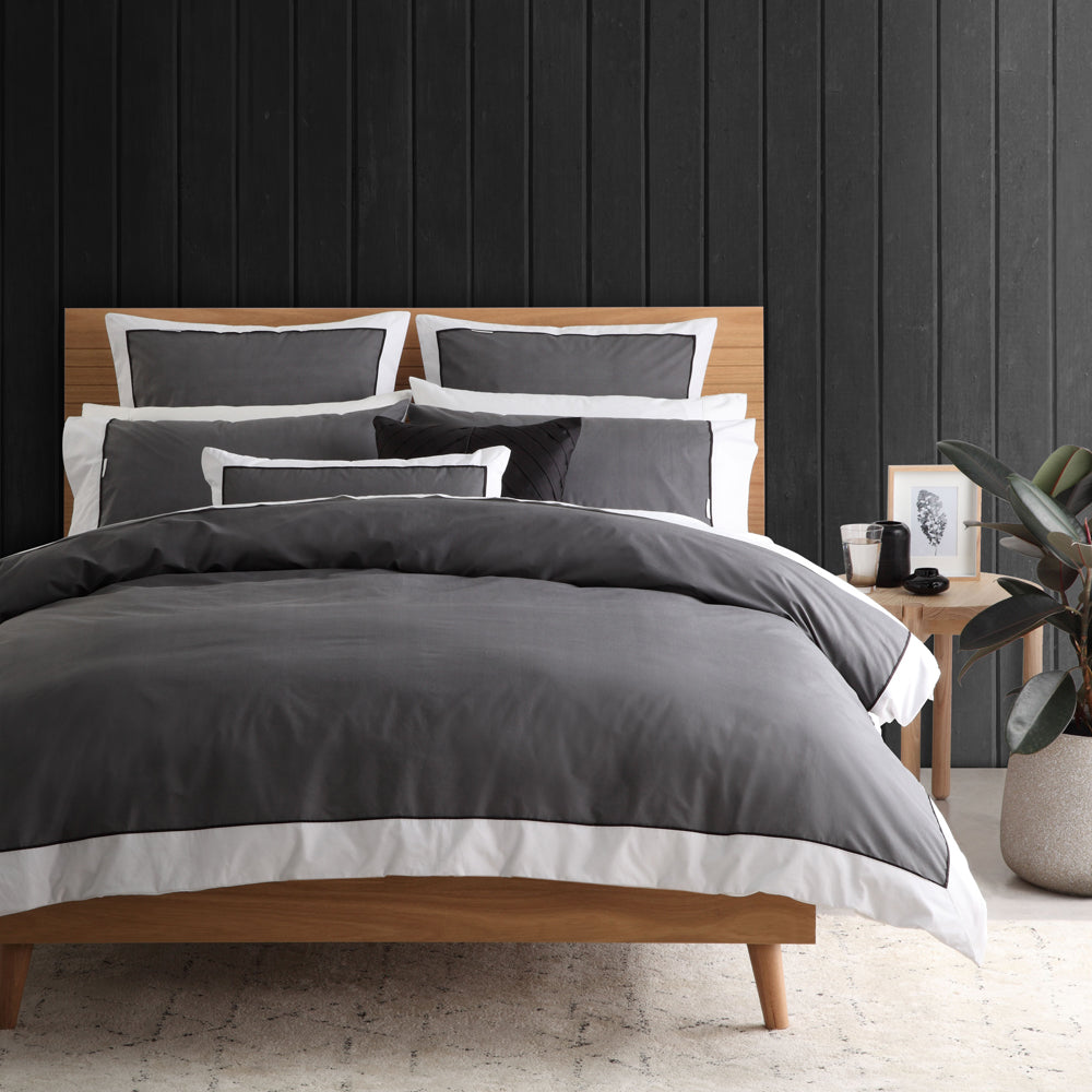 Queen-Size Essex Charcoal Quilt Cover Set with Elegant Design