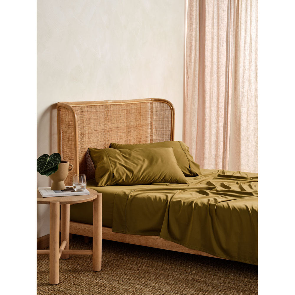 Double Bed 50cm Nara Bronze 400TC Soft Bamboo Cotton Sheet Set