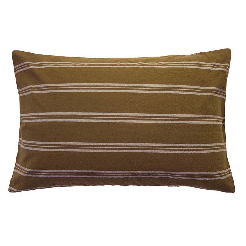 Super King Size Jasper Woven Stripe Quilt Cover Set in Tobacco Color