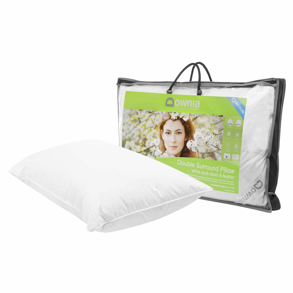 Downia Double Surround Luxury Medium Profile Down and Feather Pillow