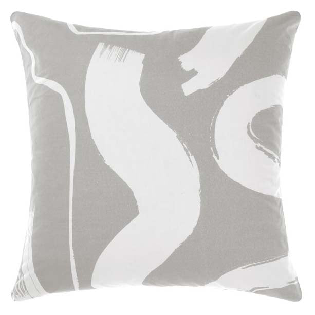 Stunning Arden Mist European-style Linen Pillowcase with Artistic White Print on Grey Ground