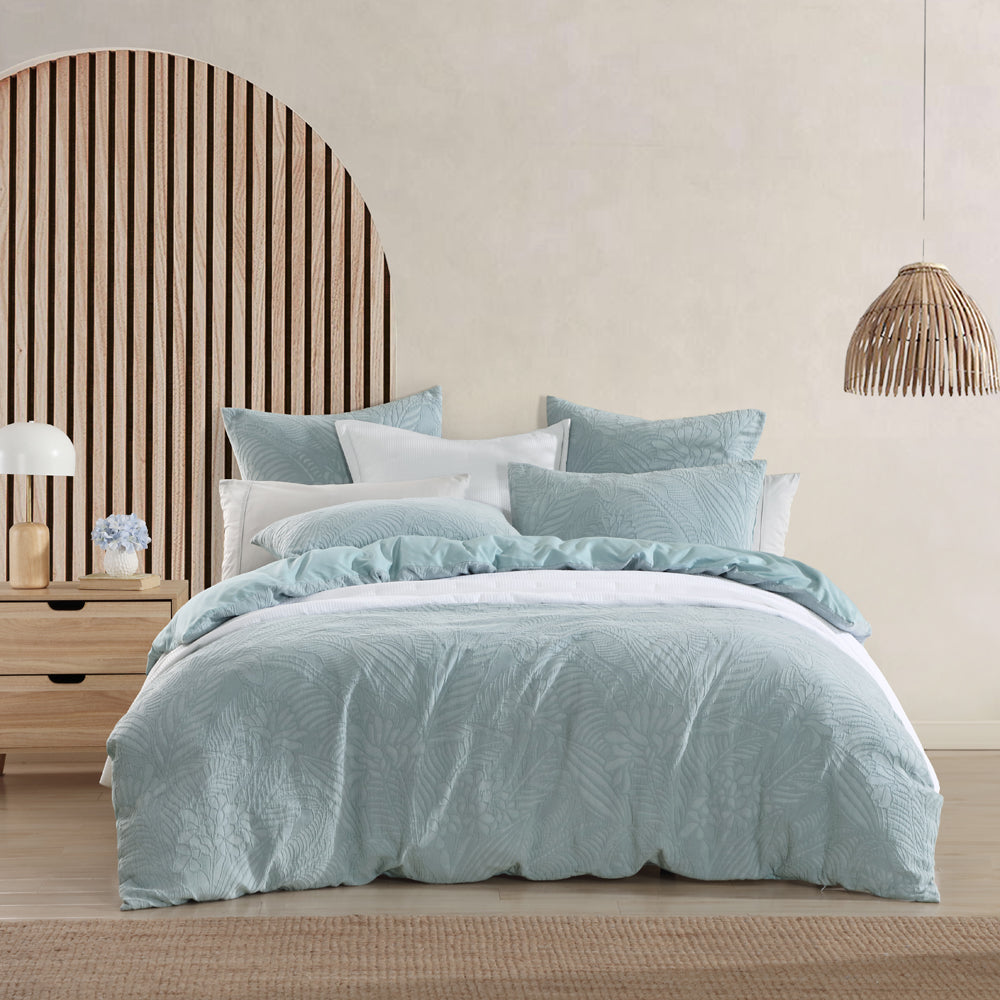 Super King Size Kaia Sage Colored Quilt Cover Set for Bedroom Decoration