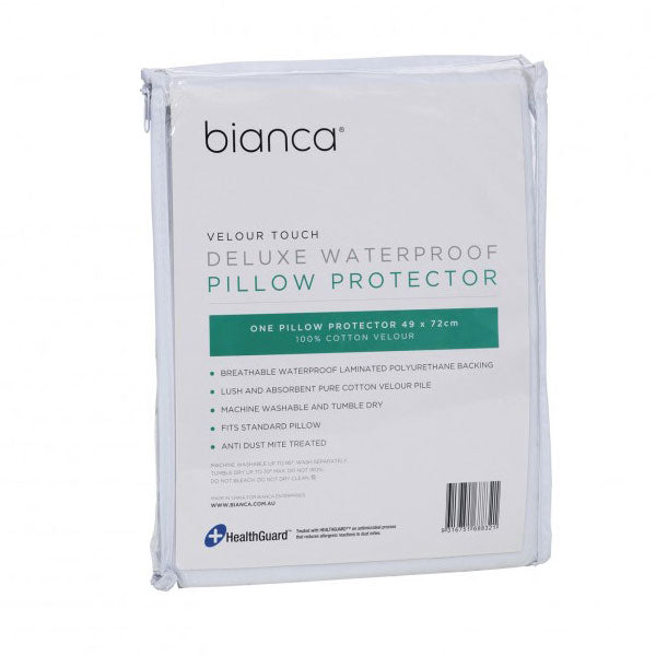Deluxe Velour - Touch Waterproof 100% Cotton Standard Pillow Protector