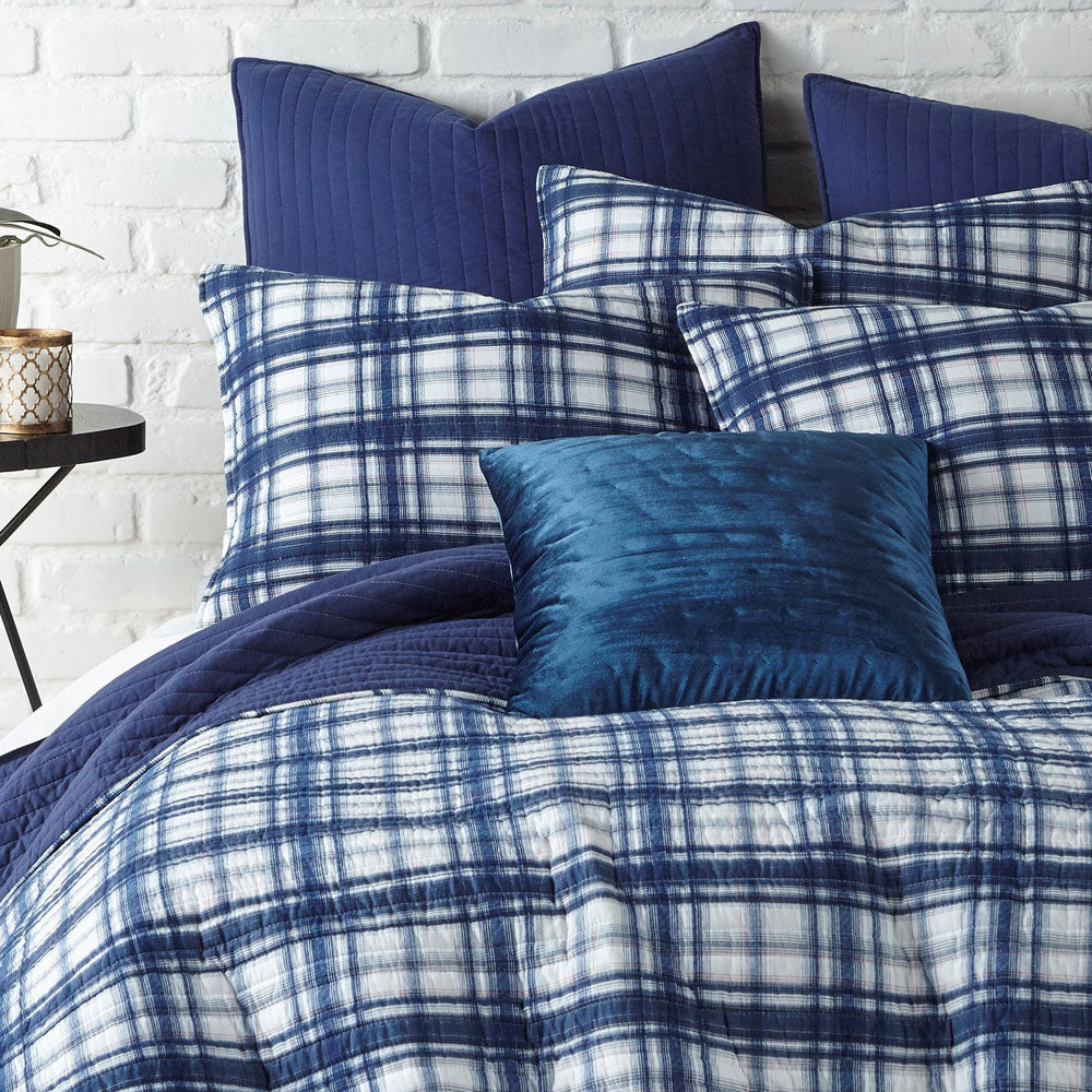 Super King Robin Plaid Cotton Coverlet Set with Breathable Fill