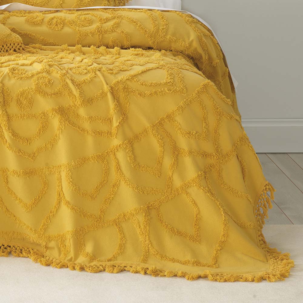 Single Bed Santorini Mustard Bedspread Set for a Stylish Bedroom Decor