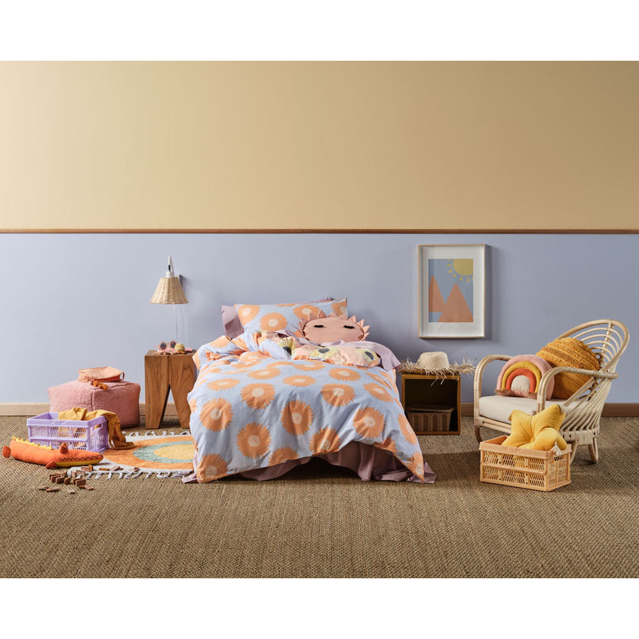 Linen House Kids Hello Sunshine Peach Reversible Double Bed Quilt Cover Set