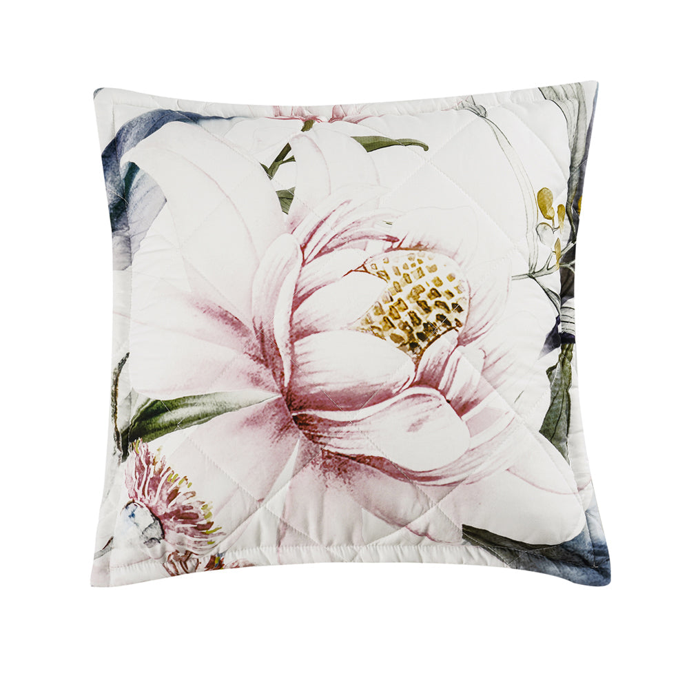 Bianca's Exquisite Indi White Filled Square Cushion with Floral Design