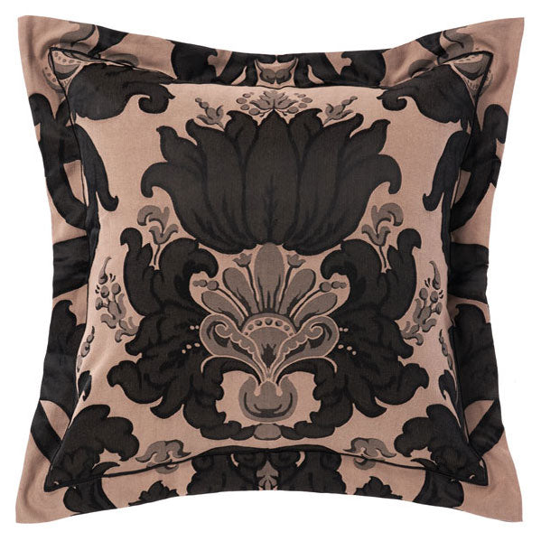 Luxurious Dionisia Black European Pillowcase with Classic Damask Design