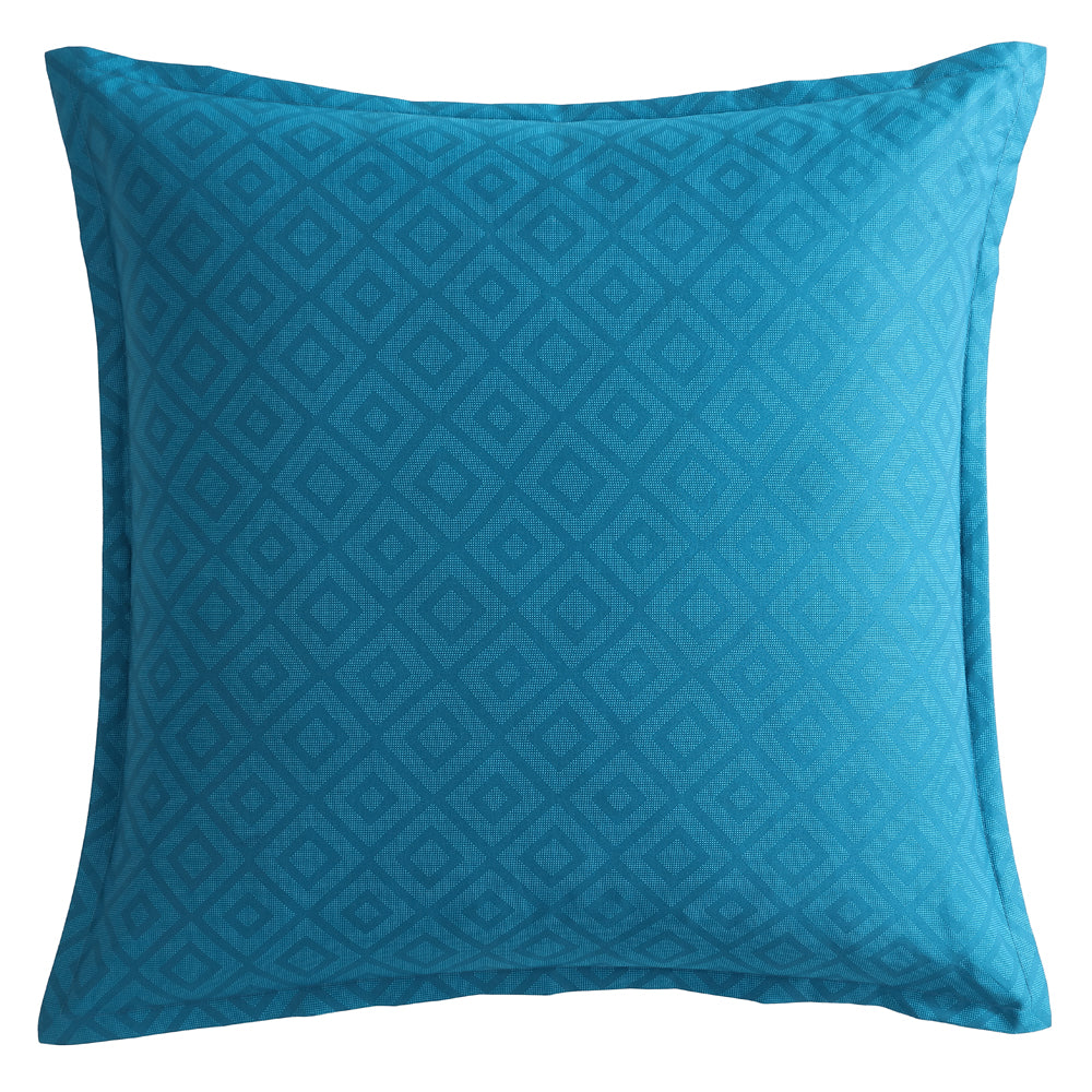 Stylish Botany Bloom Two - toned Teal Geo Diamond European Pillowcase