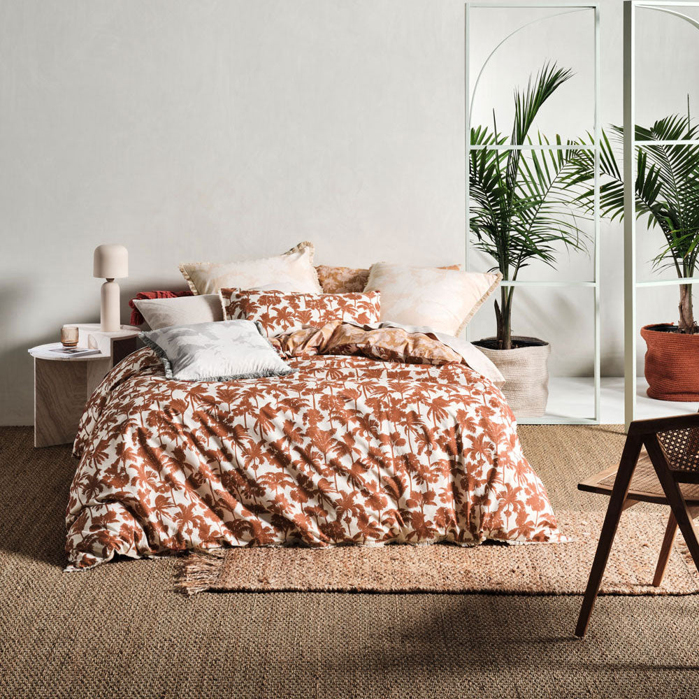 Linen House Double Bed Tourelles Paprika Quilt Cover Set with Reversible Design