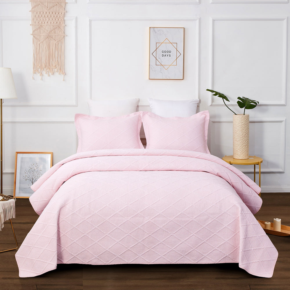 Elegant Blush Pink Bed Coverlet Set for Queen-Size Beds