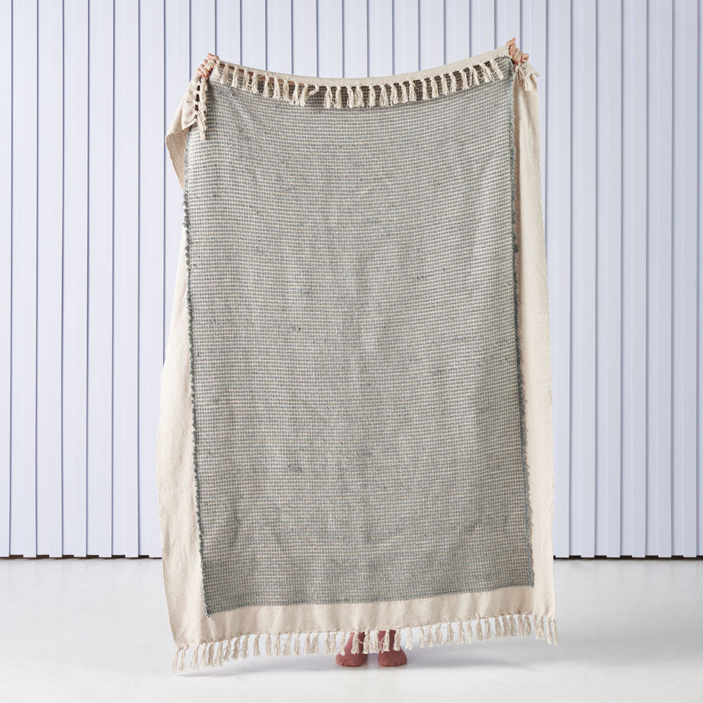 Linen House Cadiza Soft Mineral - Hued Woven Throw with Fringed Edge