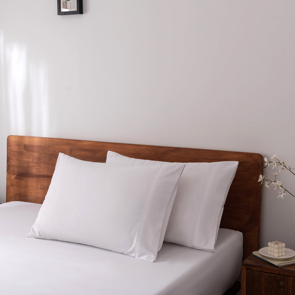 Premium Casey 400 Thread Count Cotton Sheet Set in White for Split King Bed Measuring 50cm