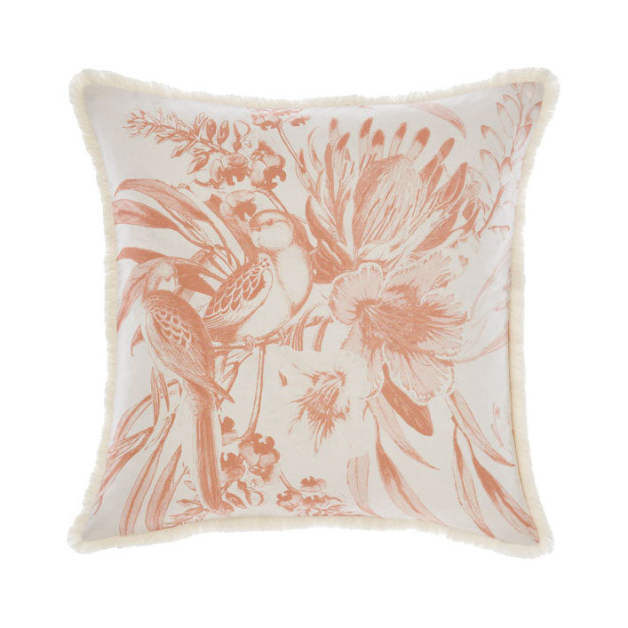 Linen House Briella Stone Square Decorative Filled Cotton Fringed Cushion