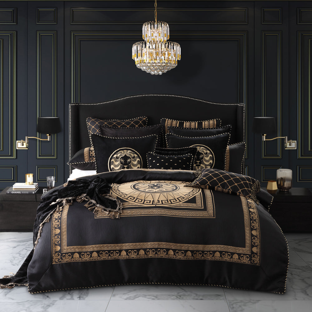 Luxurious Massimo Black Square Chenille Filled Decorative Bedroom Cushion